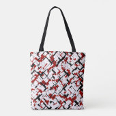 Digitale Camouflage Schwarz-weißes rotes Muster Tasche (Rückseite)