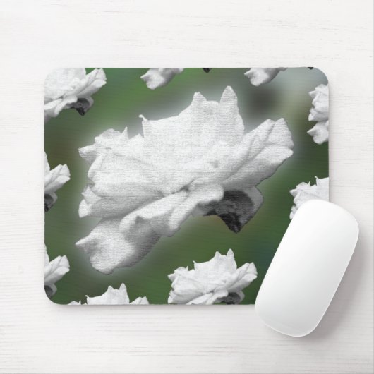 Digitale Collage "Fade to Green, White Rose" Mousepad (Mit Mouse)