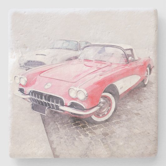 Digitale Corvette-Malerei Steinuntersetzer (Vorderseite)