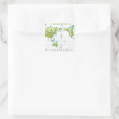 Digitale Darstellung der Weltkarte mit Zeitangabe Quadratischer Aufkleber (Tasche)