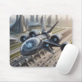 Digitale Darstellung eines Futuristikflugzeugs Mousepad (Mit Mouse)