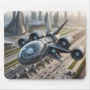Digitale Darstellung eines Futuristikflugzeugs Mousepad