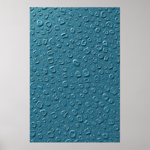 Digitale Droplets auf blauer Oberfläche Poster