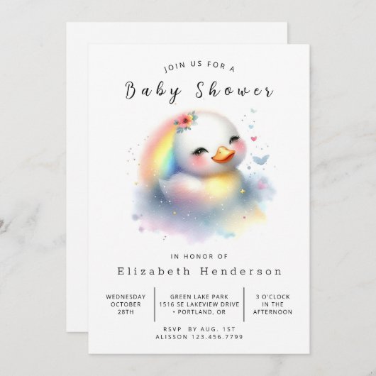 Digitale Duck-Babydusche Einladung (Vorne/Hinten)