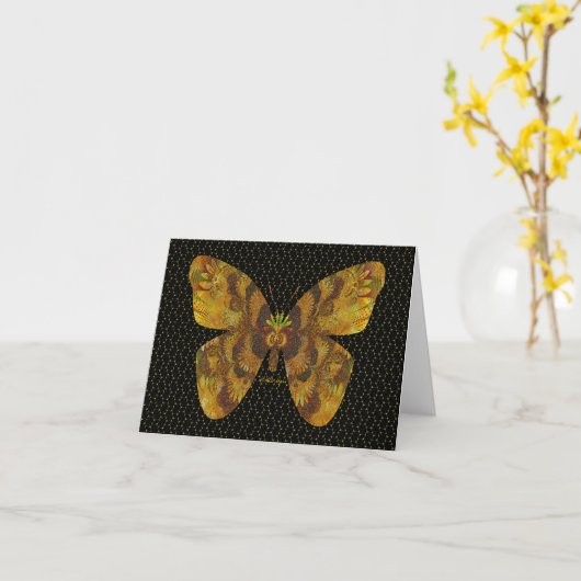 Digitale Embossed Golden "Flutterbys" Note Card Karte (Gelbe Blume)