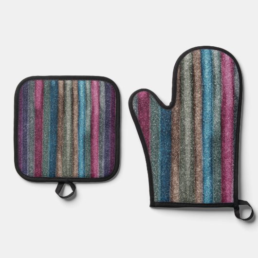 Digitale Erzeugung von Glitzer-Leitungen Ofenhandschuh & Topflappen-Set (Vorderseite)