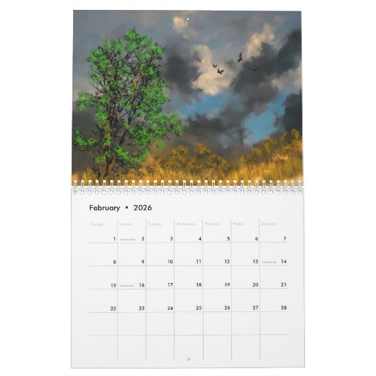 Digitale Fantasie Abstrakte Malerei Kunst Kalender (Feb 2026)