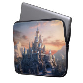 Digitale Fantasy-Burg in den Bergen Laptopschutzhülle (Vorderseite Links)