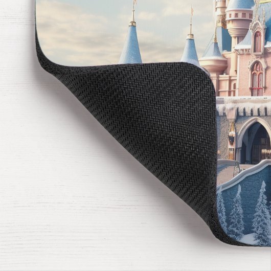 Digitale Fantasy-Burg in den Bergen Mousepad (Ecke)