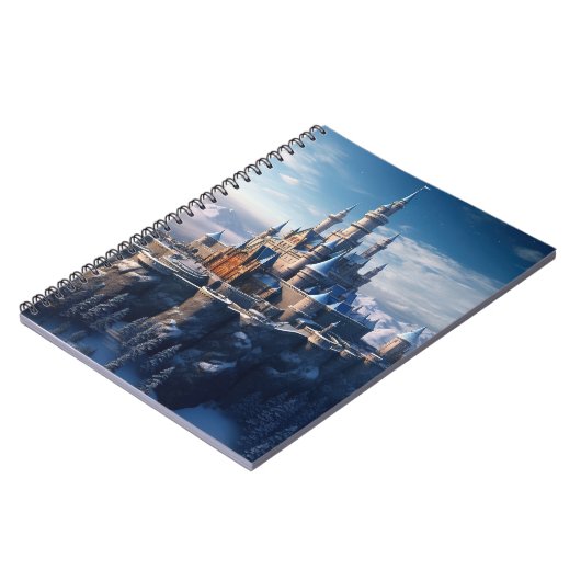 Digitale Fantasy-Burg in den Bergen Notizblock (Linke Seite)