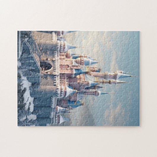 Digitale Fantasy-Burg in den Bergen Puzzle (Horizontal)