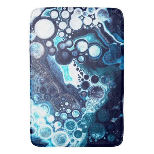 Digitale Fluid Art aus dunkelblauem Marmor Badematte (Vorderseite Vertikal)