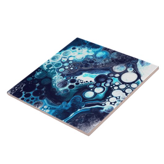 Digitale Fluid Art aus dunkelblauem Marmor Fliese (Seite)