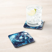 Digitale Fluid Art aus dunkelblauem Marmor Getränkeuntersetzer (Rechte Seite)