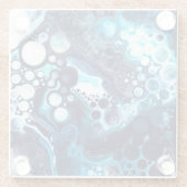 Digitale Fluid Art aus dunkelblauem Marmor Glasuntersetzer (Rückseite)