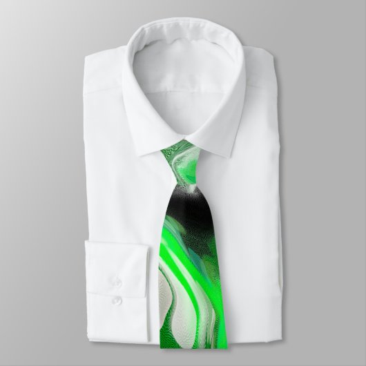 Digitale Fluid Art aus grünem und schwarzem Marmor Krawatte (Gebunden)