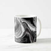 Digitale Fluid Art aus schwarzem und weißem Marmor Kaffeetasse (VorderseiteRechts)