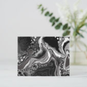 Digitale Fluid Art aus schwarzem und weißem Marmor Postkarte (Stehend Vorderseite)