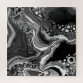 Digitale Fluid Art aus schwarzem und weißem Marmor Puzzle (Horizontal)