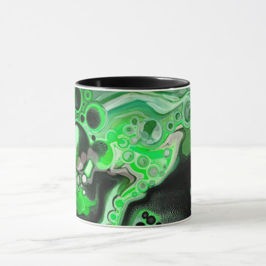 Digitale Fluid-Kunst aus grünem Marmor Extravagant Tasse (Zentrum)