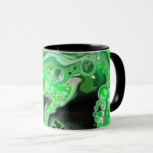 Digitale Fluid-Kunst aus grünem Marmor Extravagant Tasse (VorderseiteRechts)