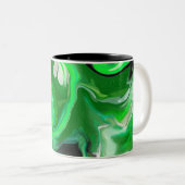 Digitale Fluid-Kunst aus grünem Marmor Extravagant Zweifarbige Tasse (VorderseiteRechts)