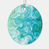 Digitale Flüssigkunst in Blau und Grün Keramik Ornament (Links)