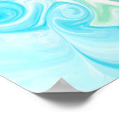 Digitale Flüssigkunst in Blau und Grün Poster (Ecke)