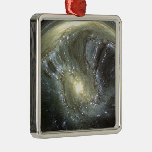 Digitale Galaxie Silbernes Ornament (Rechts)