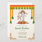 Digitale Ganpati Einladungen Ganesh Darshan-Karte (Vorne/Hinten)