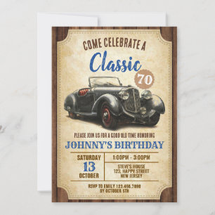 Digitale Geburtstagseinladung für klassische Autos Einladung