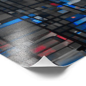 Digitale Glitch-Matrix Rot und Blau Abstrakt Fotodruck (Ecke)