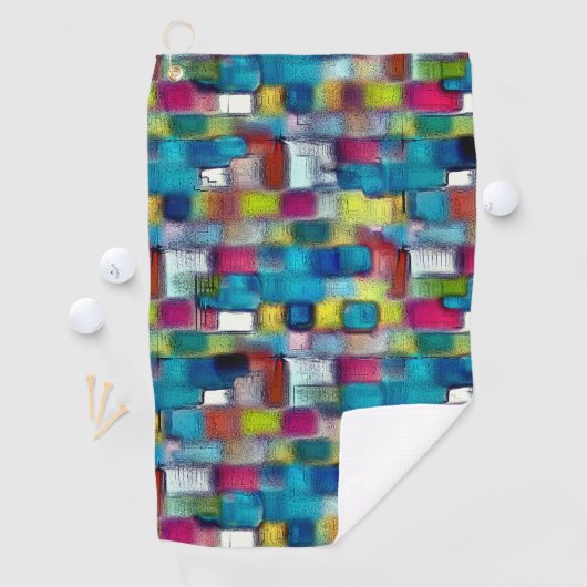 Digitale, grobe Textur mit sehr farbigem Quadrat Golfhandtuch (Insitu)