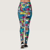 Digitale, grobe Textur mit sehr farbigem Quadrat Leggings (Rückseite)