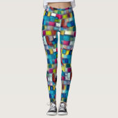 Digitale, grobe Textur mit sehr farbigem Quadrat Leggings (Vorderseite)