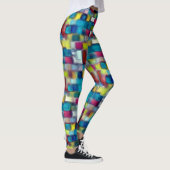 Digitale, grobe Textur mit sehr farbigem Quadrat Leggings (Rechts)
