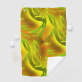 Digitale grüne Orangenschale auf gelber, roter Tex Golfhandtuch (Insitu)