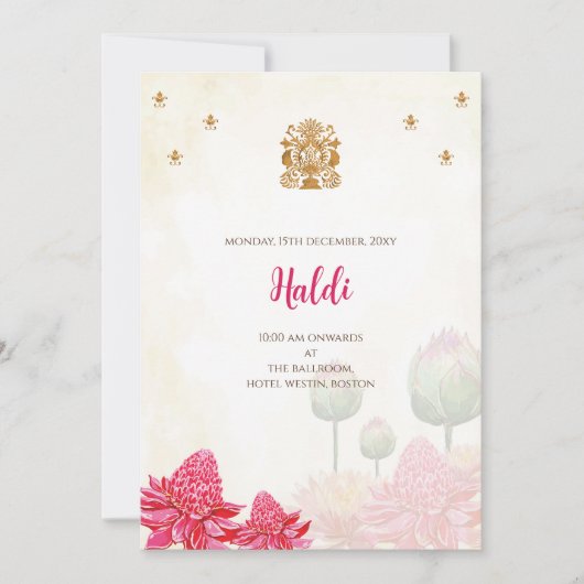 Digitale Haldi-Einladung und indische Hochzeitskar Einladung (Vorderseite)