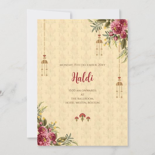 Digitale Haldi-Einladung und indische Hochzeitskar Einladung (Vorderseite)
