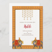 Digitale Haldi-Einladung und indische Hochzeitskar Einladung (Vorne/Hinten)