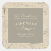 Digitale, handgemachte, florale Papier, natürliche Quadratischer Aufkleber (Vorderseite)