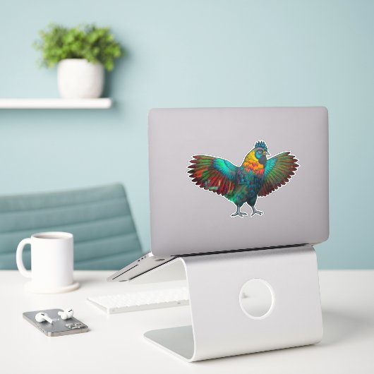 Digitale Henne Aufkleber (Laptop auf Schreibtisch)
