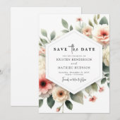 Digitale Hochzeit in Rosa Save The Date (Vorne/Hinten)