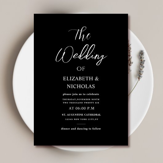 digitale Hochzeitseinladung in Schwarzweiß Einladung