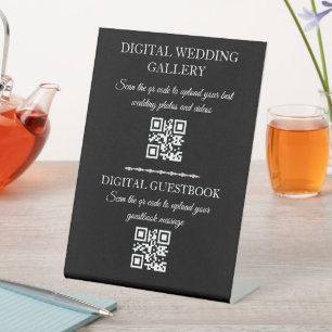 digitale Hochzeitsgalerie & Gästebuch Qr-Code schw Sockelschild