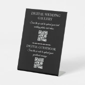 digitale Hochzeitsgalerie & Gästebuch Qr-Code schw Sockelschild (Vorderseite)