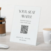 Digitale Hochzeitssitzordnung mit QR-Code-Schild Sockelschild (In SItu)