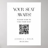 Digitale Hochzeitstabelle mit QR-Code-Zeichen Poster (Vorne)