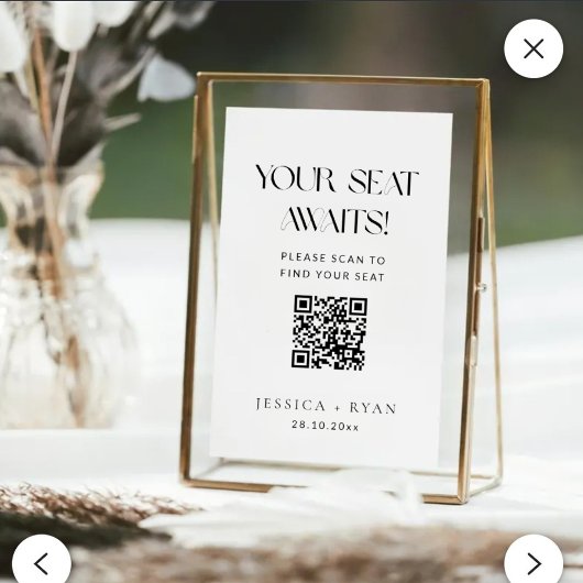Digitale Hochzeitstabelle mit QR-Code-Zeichen Poster