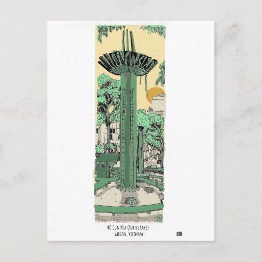 Digitale Illustration des Schildkrötensees Saigon Postkarte (Vorderseite)
